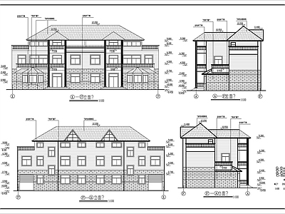 多层双拼住宅别墅建筑 施工图