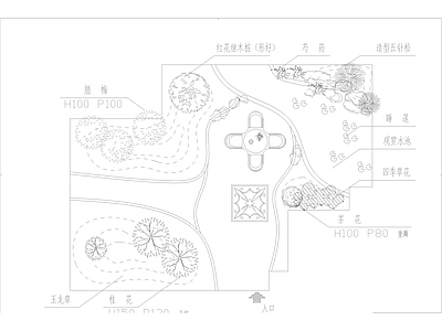 别墅小区屋顶花园景观绿化设计平面图