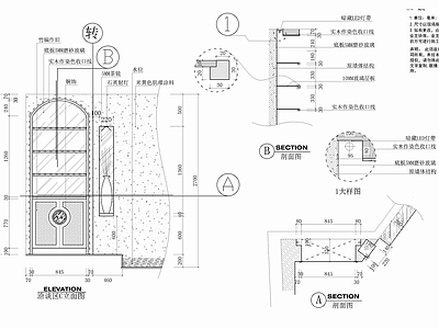 美容会所墙面造型剖面节点详图