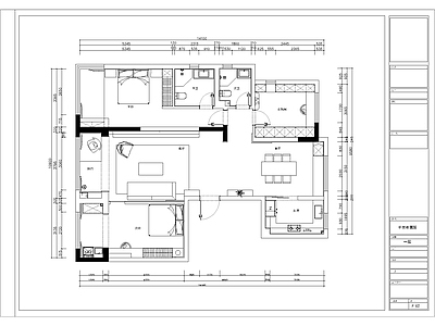 140㎡三室两厅两卫家装室内施工图 平层