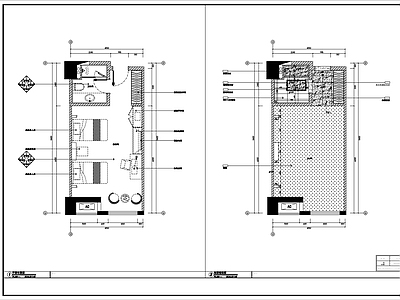 现代风格酒店客房施工图 吊顶图 地面图 立面图 施工图