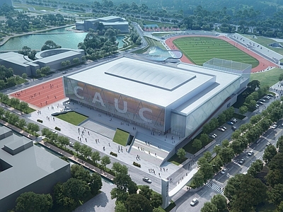 现代体育中心建筑效果图