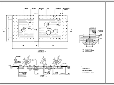 排水沟不锈钢水池及玻璃平桥 施工图 园林景观给排水