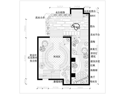 现代别墅庭院小花园景观平面图 施工图