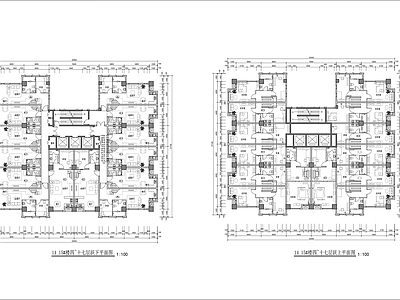 高层塔楼公寓 古典风格平立剖面 施工图