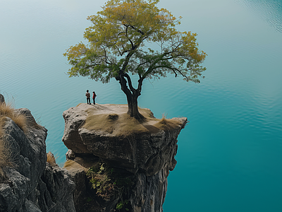 悬崖树木自然风景