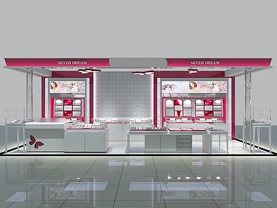 现代珠宝店 珠宝柜台 银饰边厅 珠宝展柜 珠宝边厅