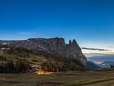 傍晚山林晚霞风景