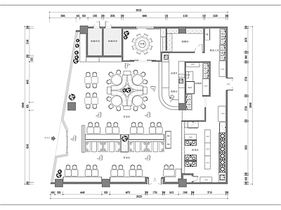 现代风西餐厅 平面图 施工图