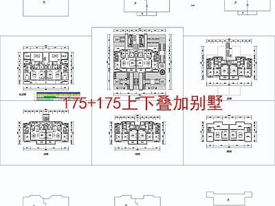 现代多层叠加别墅建筑平面图