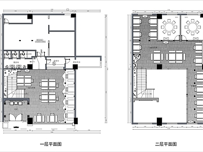 450㎡两层中式火锅店室内平面图