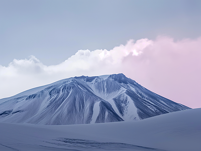 极简雪山傍晚自然风景