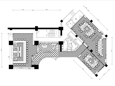 日式铁板烧餐厅平面布置图 施工图