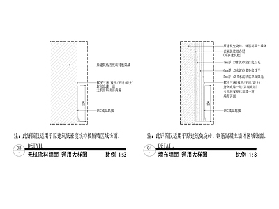 墙面通用大样节点 施工图 通用节点