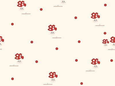 奶油色可爱蘑菇墙纸墙布 卡通儿童壁画