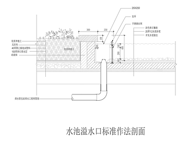 水池溢水口节点 施工图 园林景观给排水