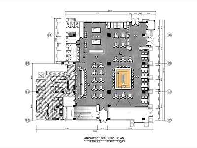 500㎡美式休闲娱乐酒吧平面布置图 施工图