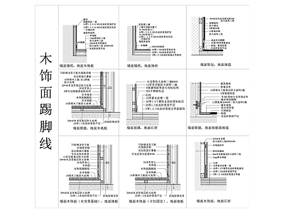 各类墙面与踢脚大样图 施工图 通用节点