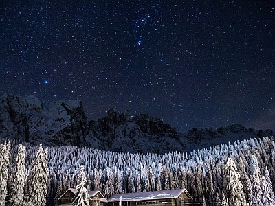 雪景星空 夜晚天空