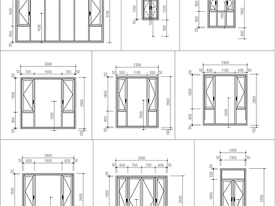 铝合金门窗图库 施工图 通用节点