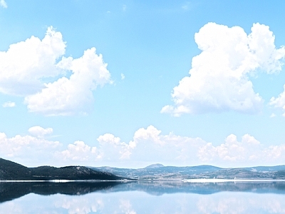 天空 明镜湖水 远天空和水