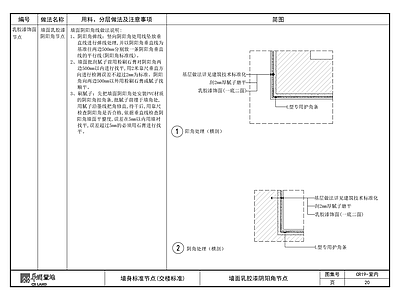 墙面乳胶漆阴阳角节点 施工图