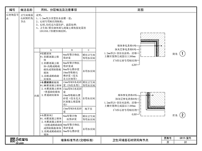 卫生间墙面石材阴阳角节点 施工图