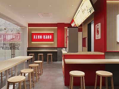 现代 快餐店 螺蛳粉店冰柜 收银台 收银机 嗦粉店