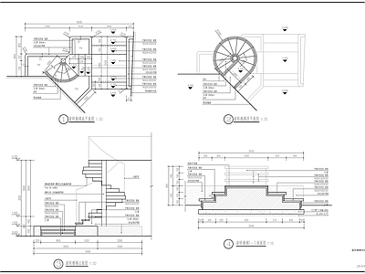 别墅庭院室外小型钢结构旋转楼梯 施工图