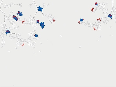 灰蓝色花鸟背景壁纸壁布 中式花鸟壁纸