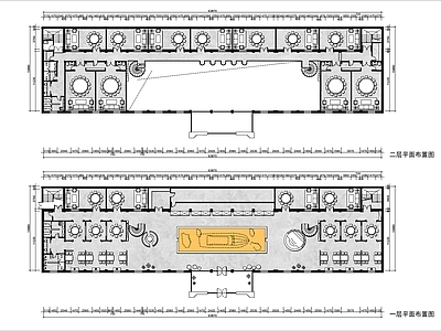 2000㎡两层中式古典餐厅平面布置图 施工图