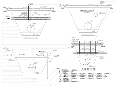 现状管线保护大样图 施工图 园林景观给排水