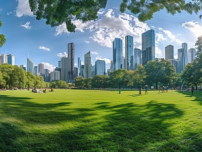 户外全景草坪天空HDR