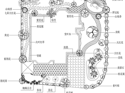 别墅花园造景平面布置图 施工图