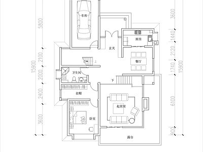 两层别墅平面图 施工图  四室两厅