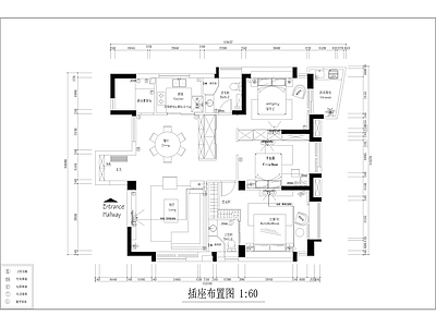 现代家装平层样板间 施工图