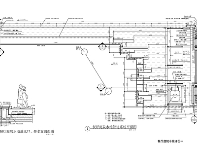 餐厅庭院水池管道图 施工图 园林景观给排水