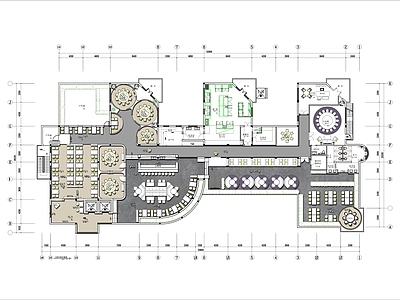 1000㎡现代风格创意餐厅平面布置图 施工图