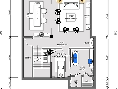 别墅平面布置图 施工图  四室两厅 三层别墅