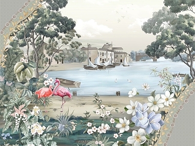 彩色油画花朵植物风景壁纸壁画装饰画墙布 现代油画装饰画