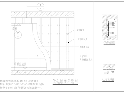 软包墙面节点详图 施工图