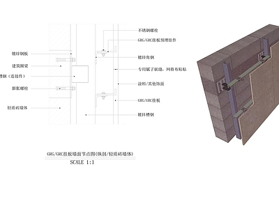 GRGGRC挂板墙面节点图通用节点 施工图