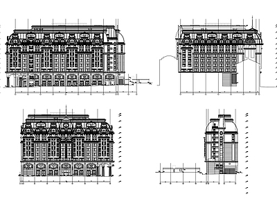欧式酒店主体外观设计 施工图
