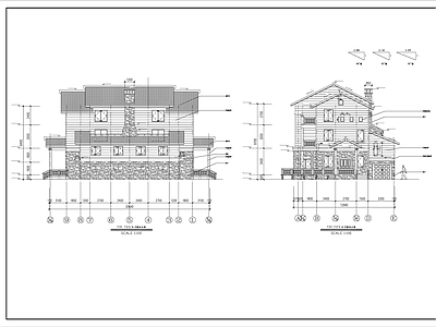 三层户型别墅楼建筑设计方案图 施工图