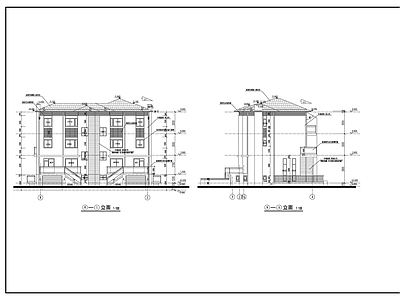 高档双拼别墅建筑设计CA 施工图