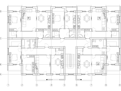 公寓楼平面布局设计图 施工图