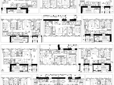 公寓平面布局小户型平面方案布置图素材 施工图