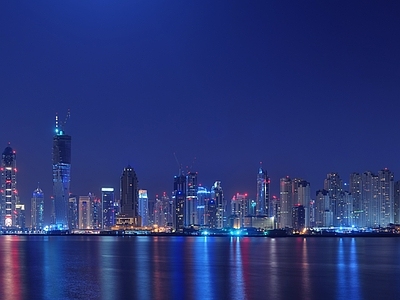 夜晚城市窗景 江边城市夜晚 夜晚建筑外景 户外 高楼夜景 晚上城市外景