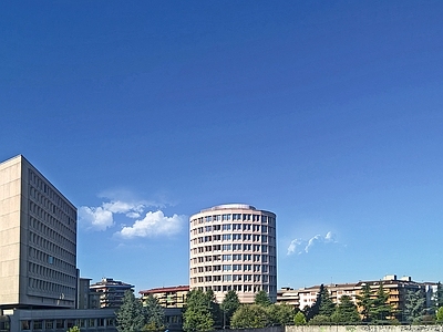 蓝色天空的市区城市广场建筑景观风景 城市外景