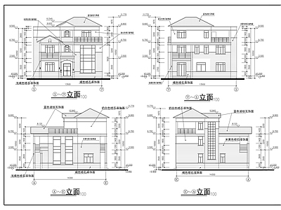 3层花园式独栋别墅建筑设 施工图